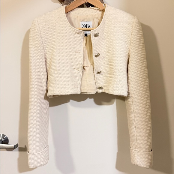 ZARA TEXTURED CROPPED JACKET - Picture 4 of 8